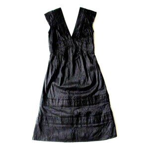 CALYPSO Christiane Celle Black Iridescent Crinkle Silk Tiered A-Line Dress 0